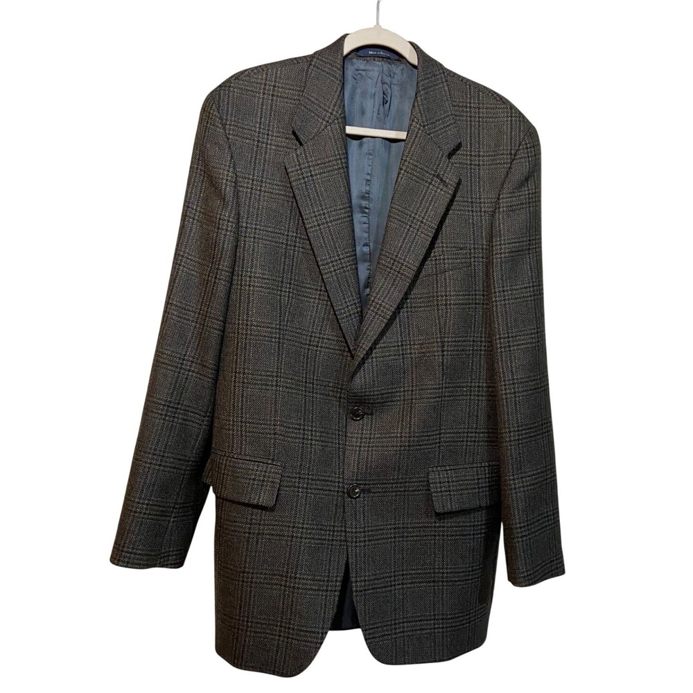 Ralph Lauren Tweed Wool Plaid Sport Coat Blazer‎ Mens 42T Grey Brown Canada